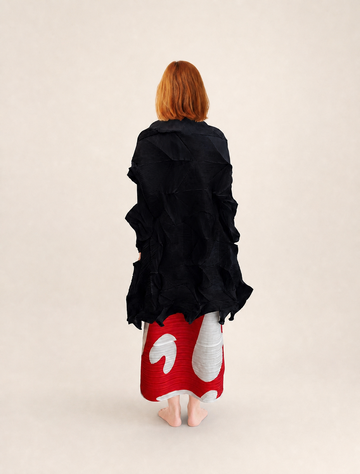Cardigan Donna Plissé Geometrico Oversize