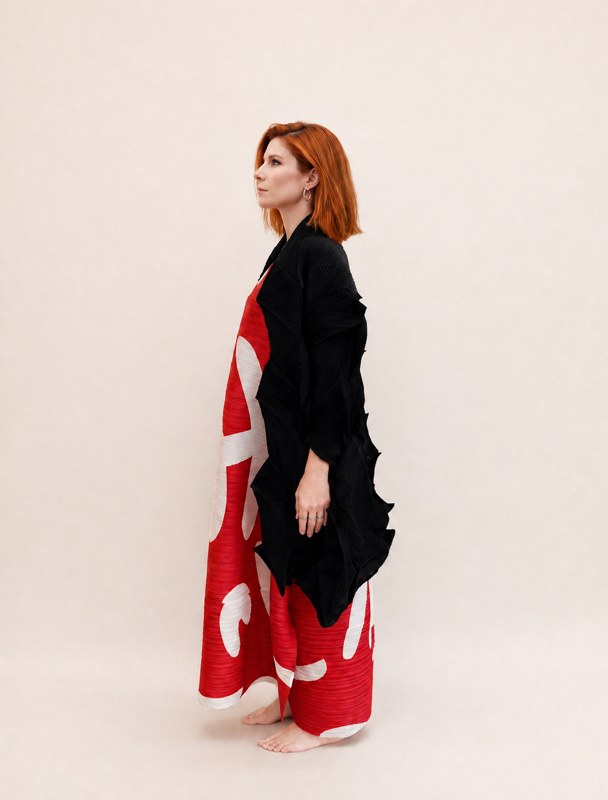 Cardigan Donna Plissé Geometrico Oversize