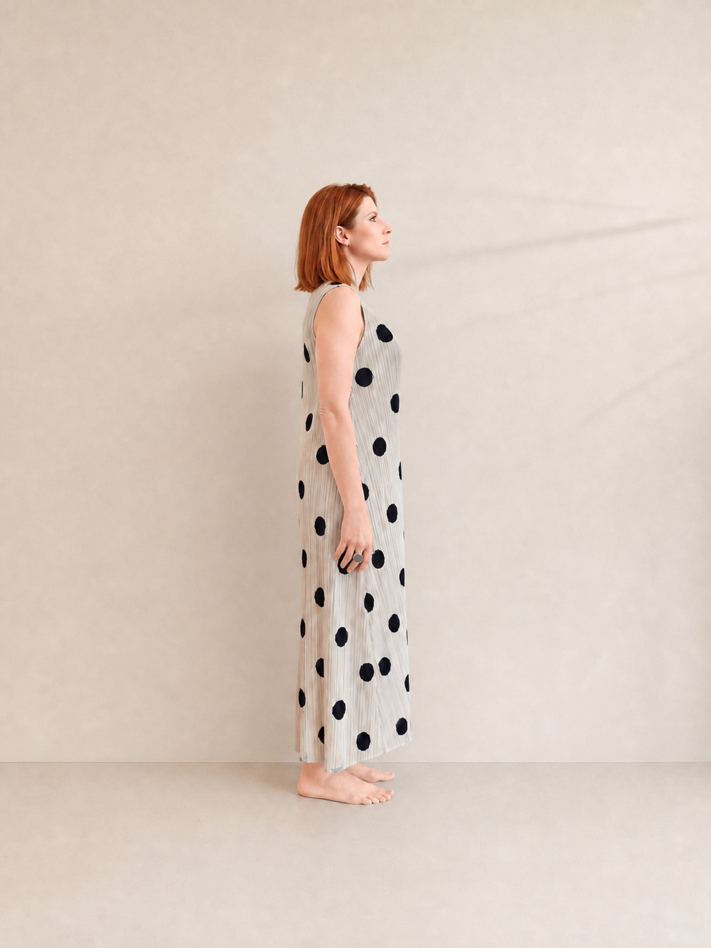 Abito Plissettato a Pois – Elegante Taglie Comode
