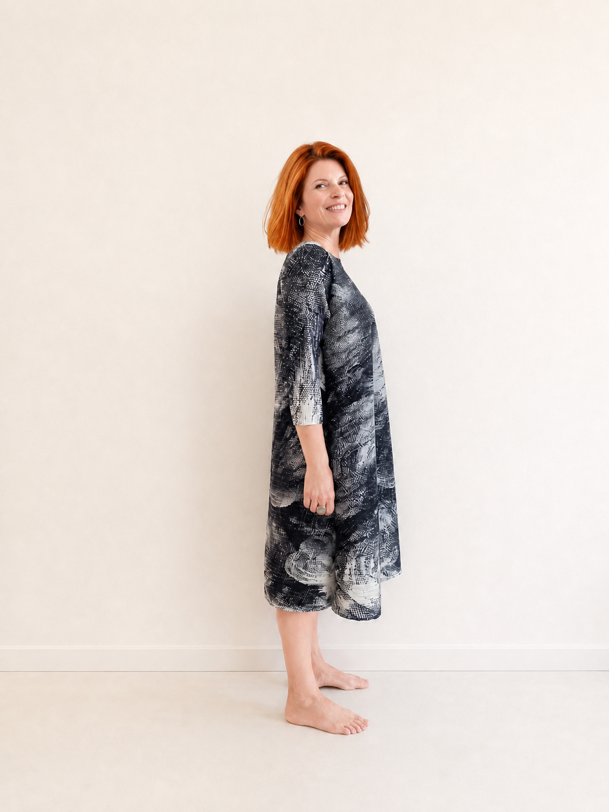 Abito Plissettato Donna Fantasia – Abito Midi Elegante Taglie Comode
