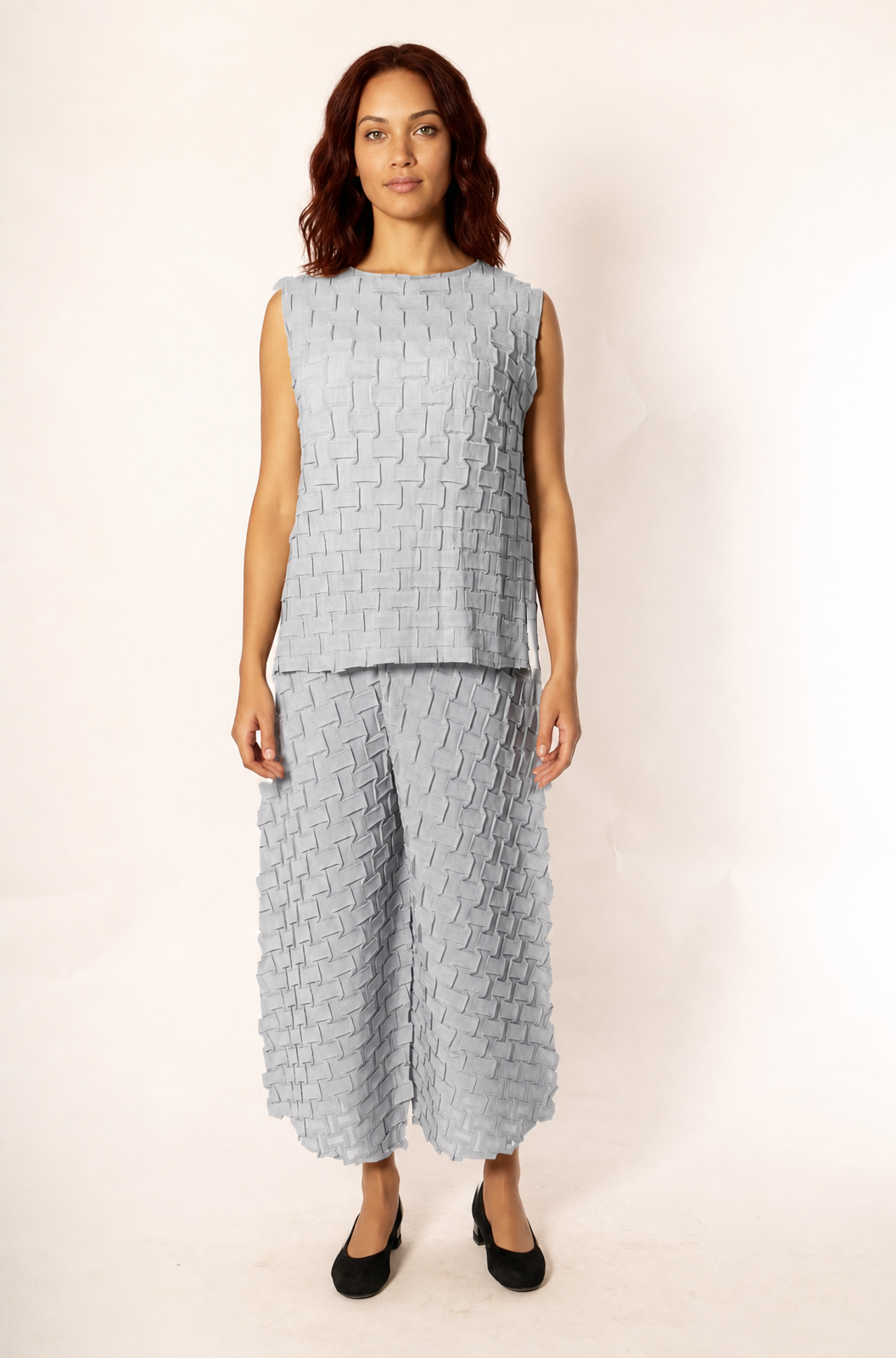 Pantalone Plissé Effetto Geometrico