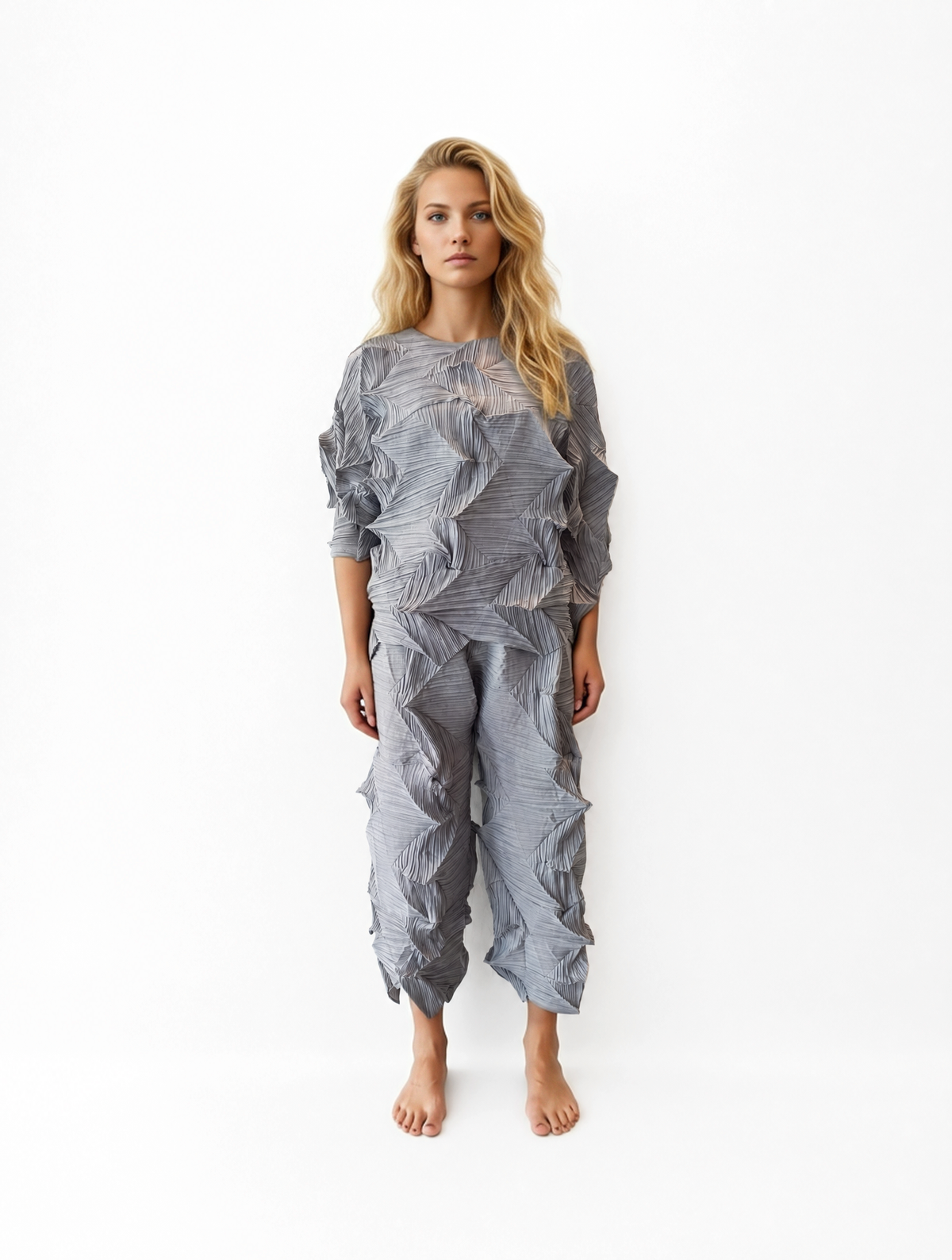 Pantalone Plissé Tridimensionale Oversize