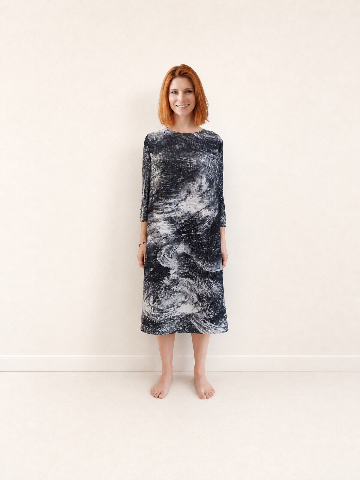 Abito Plissettato Donna Fantasia – Abito Midi Elegante Taglie Comode