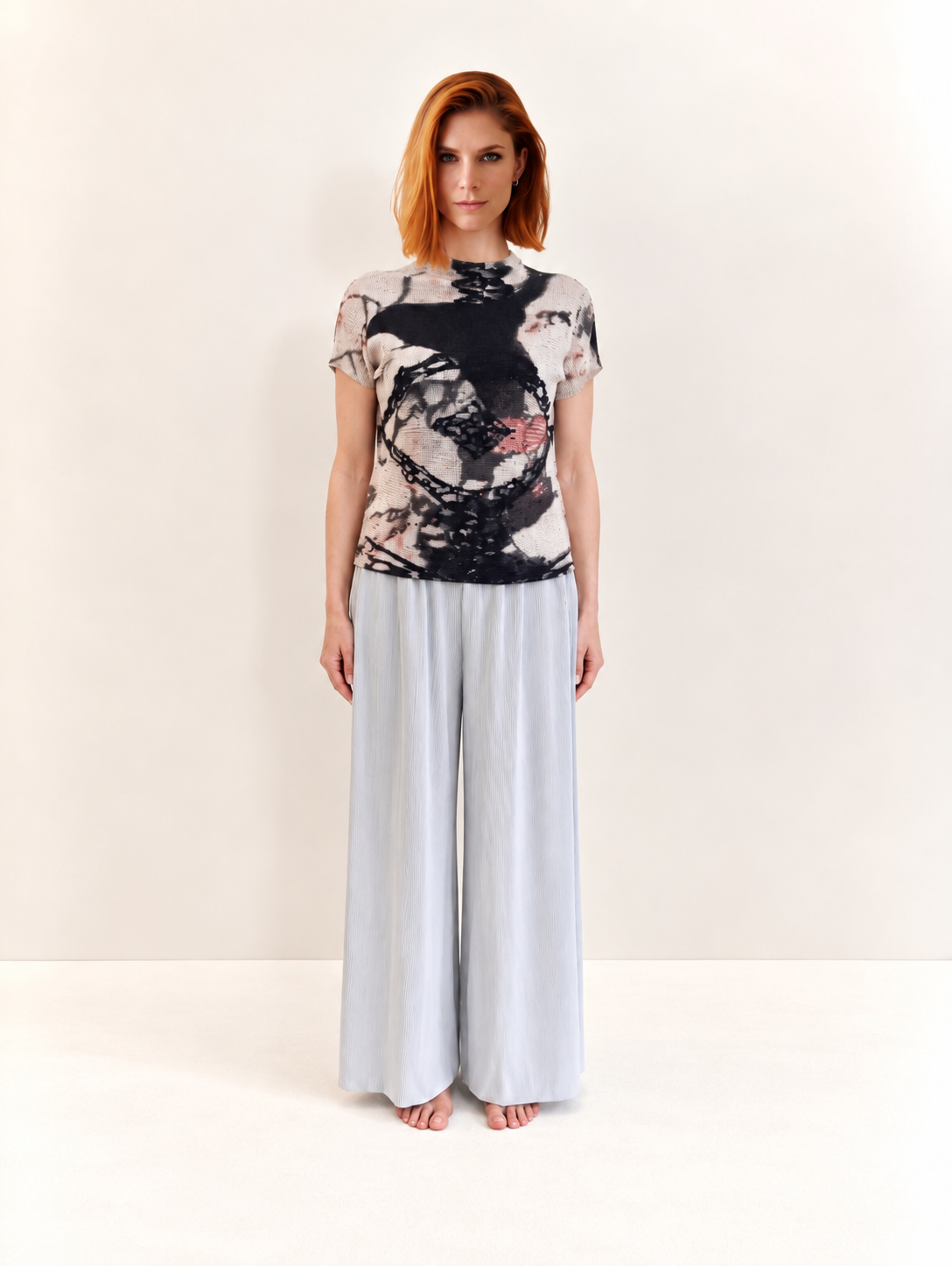 Pantalone Plissé Palazzo con Tasche